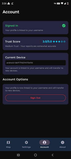Account with trust score