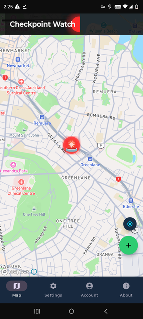 Map with checkpoint markers